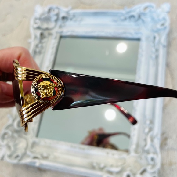 AUTHENTIC VERSACE Vintage Logo Dress Sunglasses MONOGRAM Medusa Glasses and Case - Picture 14 of 15